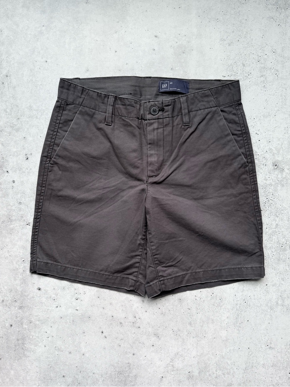GAP Mid Rise Chino‎ Shorts 00 Washed Black Cotton Twill Classic Fit Flat Front